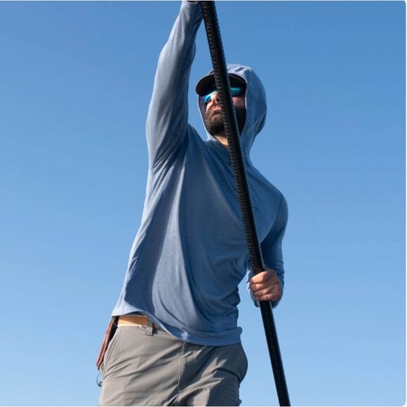 Poncho Outdoors Performance Hoodie M Slate Blue Fast Drying UPF *flaw - Picture 9 of 9